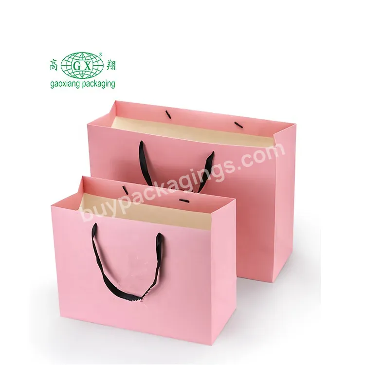 Custom Printed Personalized Pink Matte Laminated Retail Shopping Paper Bag With Logos - Buy Paper Bag With Logo Print,Paper Bag,Kraft Paper Bag.