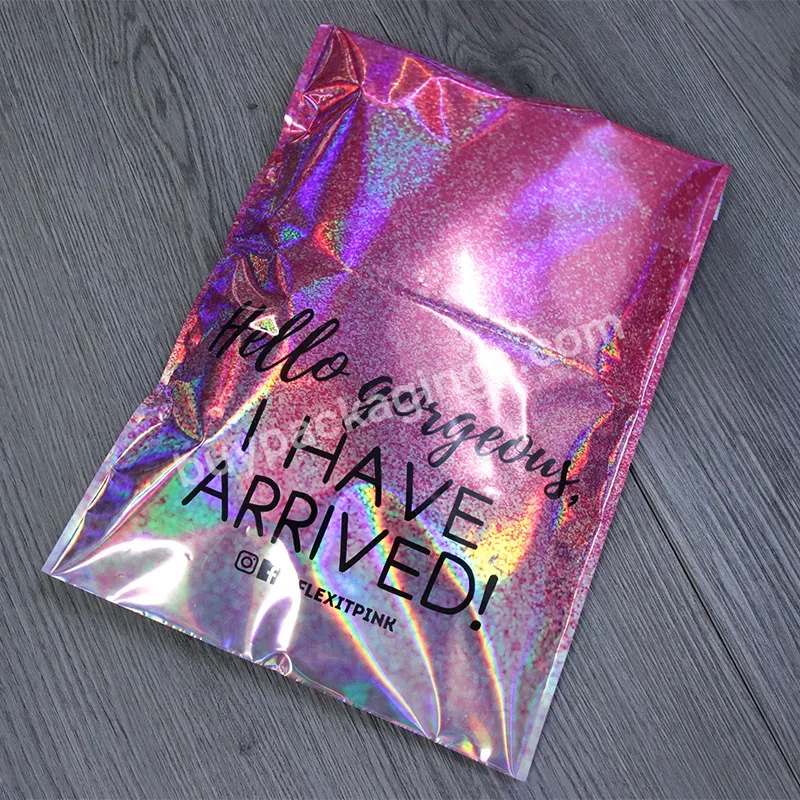 Custom Printed Poly Mailer Bag Gloss Pink Luxury Holographic Beauty Clothing Mailing Bags Self-adhesive Poli Mailer With Logo - Buy Holographic Poly Mailer Bag,Custom Printed Bags Polymailer Clothes Packaging Bags Pink Holographic Shipping Poly Maile