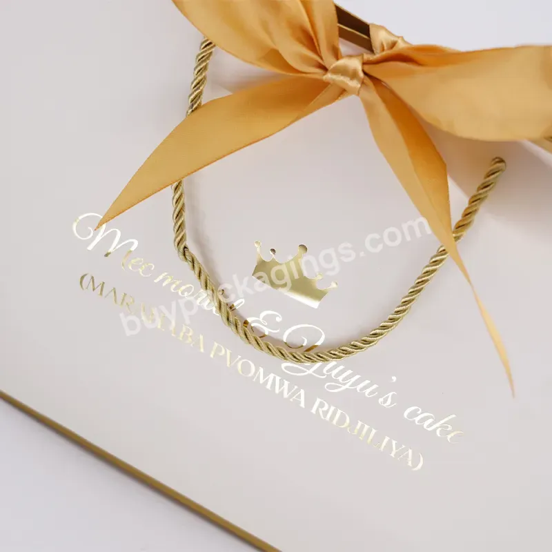 Custom Printed Shiny Gold Foil Bronzing Your Own Logo White Gift Shopping Paper Bag With Handles - Buy Custom Printed Wedding Party Christmas Gift White Brown Kraft Gift Craft Shopping Paper Bag With Handles,Custom Luxury Boutique Shopping Paper Gift
