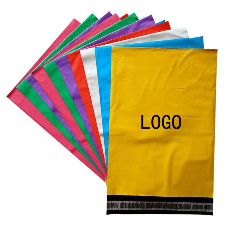 Custom Printed Small Silver Grey Postal Reusable Polythene Colored Patterned Plastic Brown Polymailers Pink Courier Mailing Bags