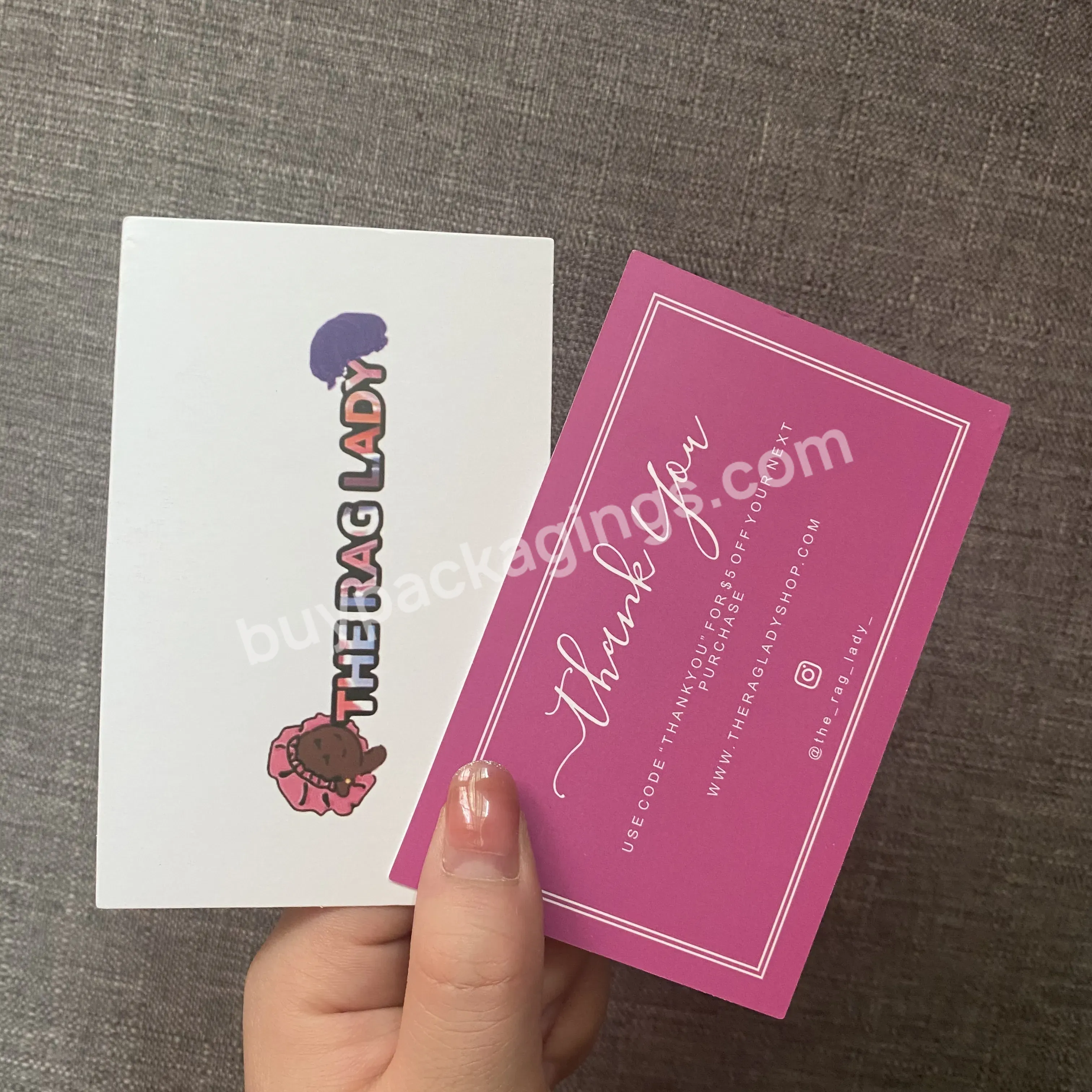 Custom Printed Text Pink Thank You Gift Paper Card With A Minimum Order Of 100 Sheets