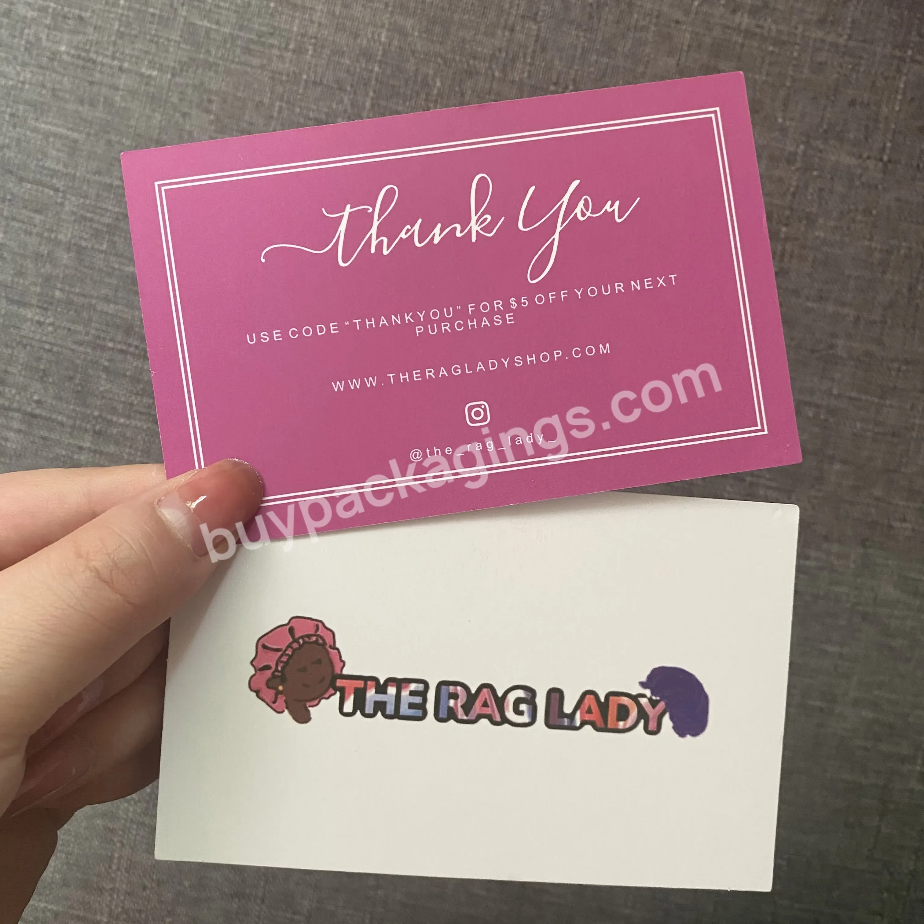 Custom Printed Text Pink Thank You Gift Paper Card With A Minimum Order Of 100 Sheets