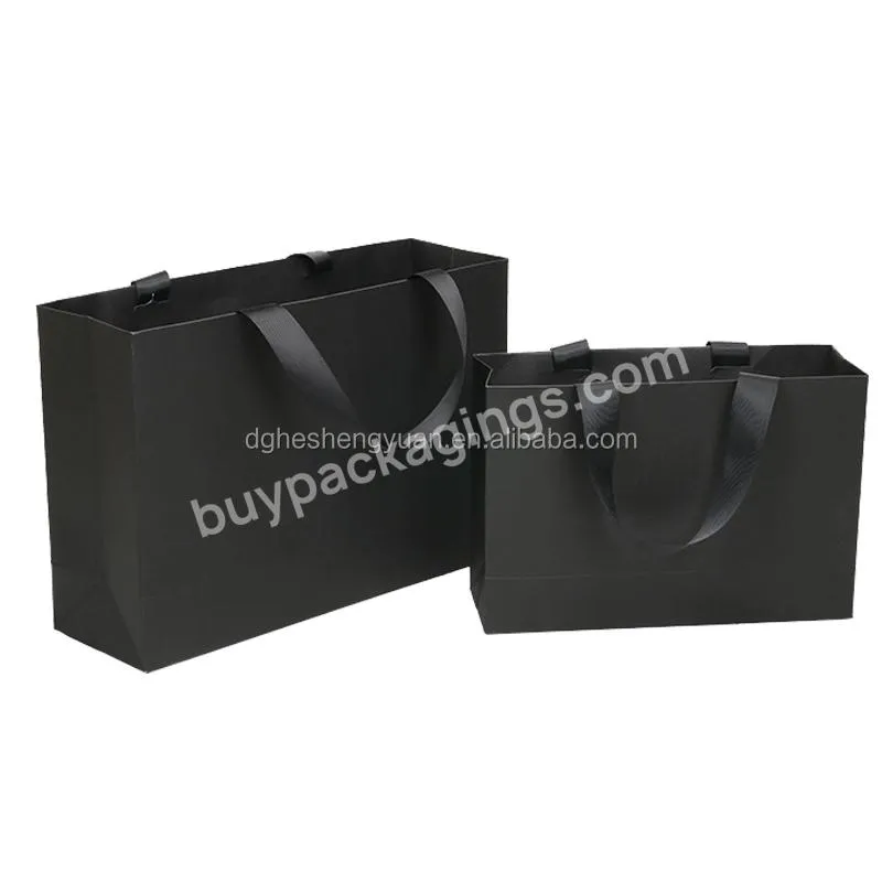 Custom Printed Your Own Logo Black Shopping Kraft Customised Paper Bags Luxury  Clothes Store Retail Packaging Gift Carry Bags