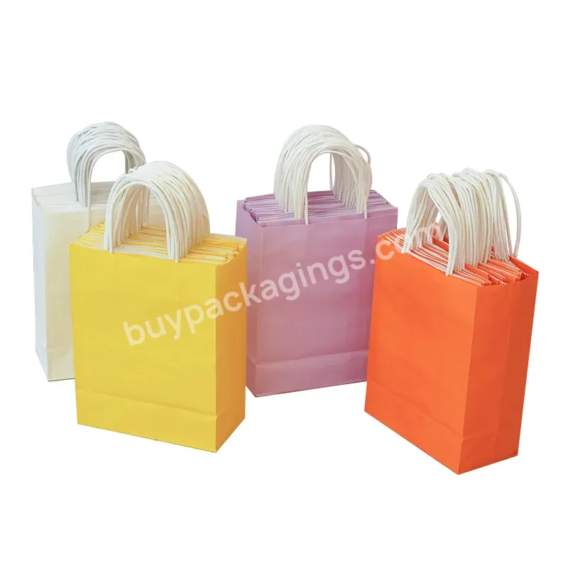 Custom Printed Your Own Logo Cardboard Packaging Rainbow Color Kraft Gift Craft Shopping Paper Bag With Handles - Buy Kraft Paper Bag,Paper Bag With Logo Print,Shopping Bag.