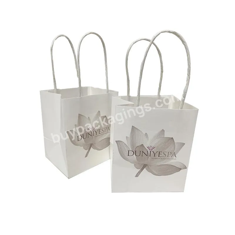 Custom Printed Your Own Logo cardboard packaging White Pink Brown Kraft Gift Craft Shopping Paper Bag With Handles