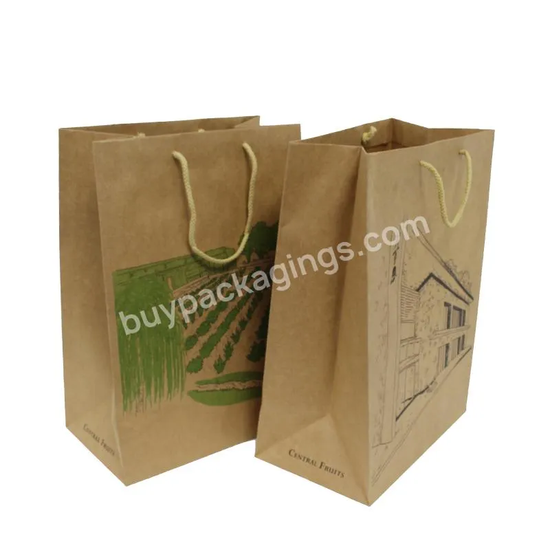 Custom Printed Your Own Logo Paper Tote Bags Kraft Gift Craft Shopping Paper Bag With Handles