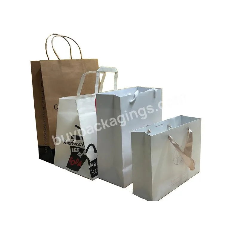 Custom Printed Your Own Logo White Brown Kraft Craft Paper Bag With Handles For shopping For Gift