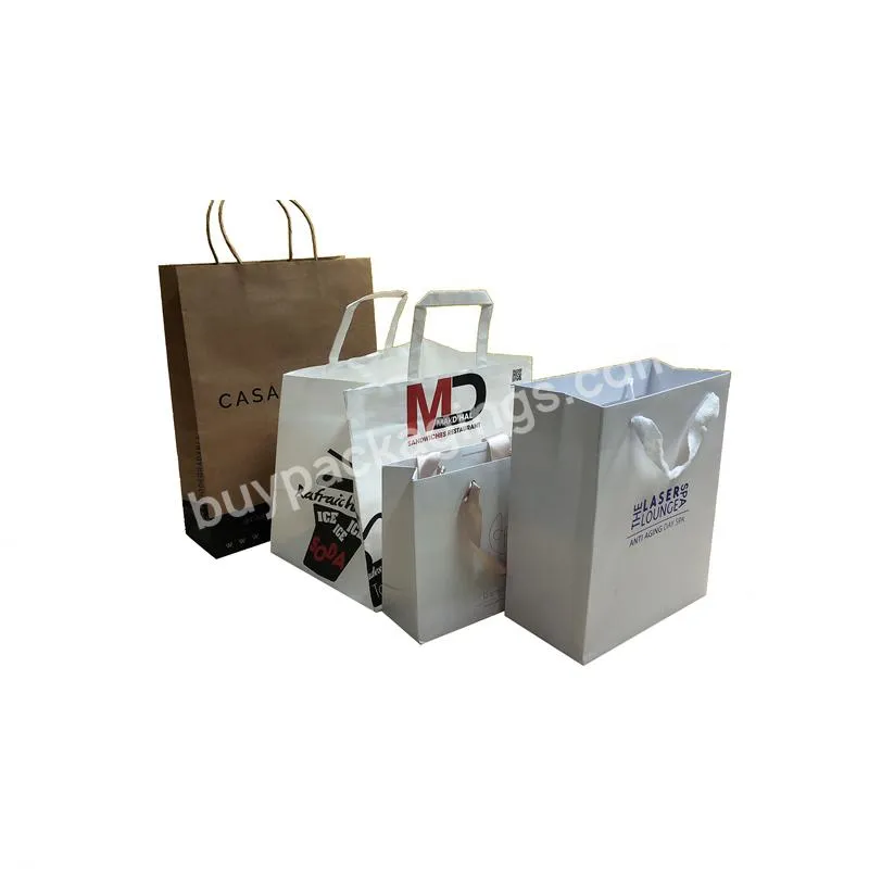 Custom Printed Your Own Logo White Brown Kraft Craft Paper Bag With Handles For shopping For Gift
