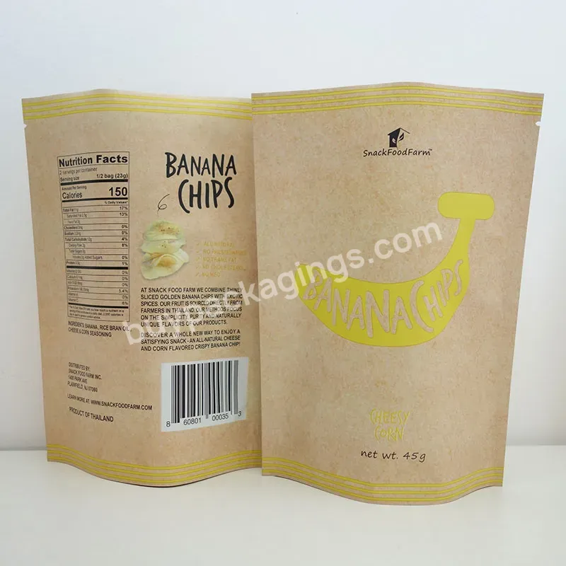 Custom Printing Aluminum Foil Stand Up Bags Doypack For Banana Crispy Snack Food Chip Cracker Packaging - Buy Custom Chip Bags,Banana Crispy Snack Packaging,Cracker Packing Printing.