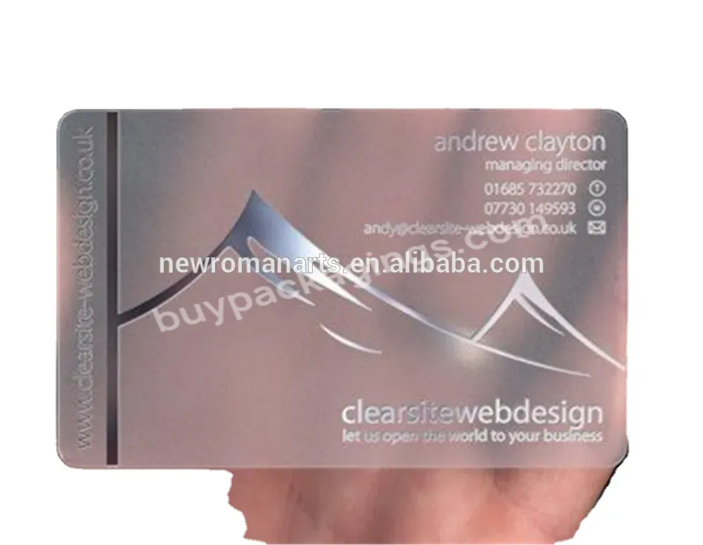 Custom Printing Gold Stamping Clear Plastic Material Transparent Pvc Business Card