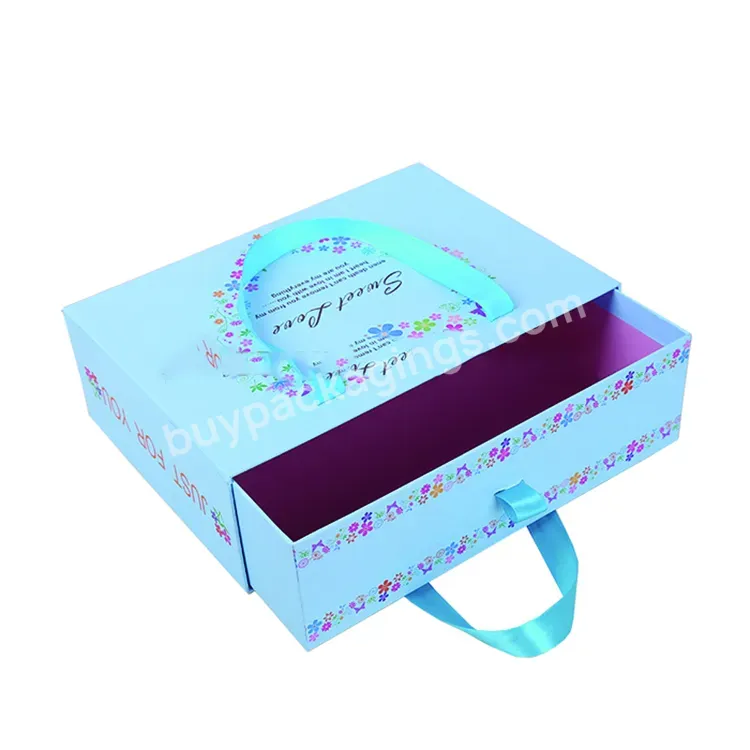 Custom Printing Hard Rigid Cardboard Luxury Sliding Box With Ribbon Rope Gift Sleeve Drawer Box For Christmas Valentine's Day - Buy Drawer Box,Cardboard Box With Handle,Paper Box Gift Box Packaging Box.