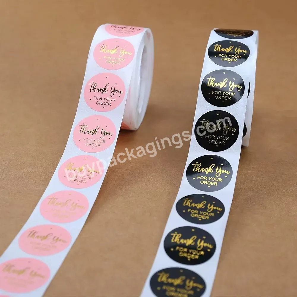 Custom Printing Holographic Circle Roll Black Custom Thank You Stickers For Your Order - Buy Thank You Stickers Custom,Thank You Stickers Black,Thank You For Your Order Sticker.