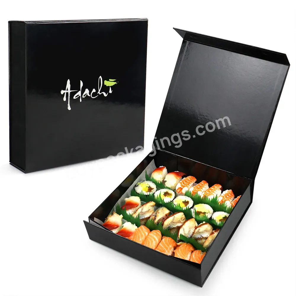Custom Printing Japanese Luxury Black Glossy Take Out Sushi Box With Logo Low Moq High Quality Cardboard Sushi Box For Takeaway - Buy Sushi Box For Takeaway,Luxury Black Glossy Take Out Sushi Box,Low Moq High Quality Cardboard Sushi Box.