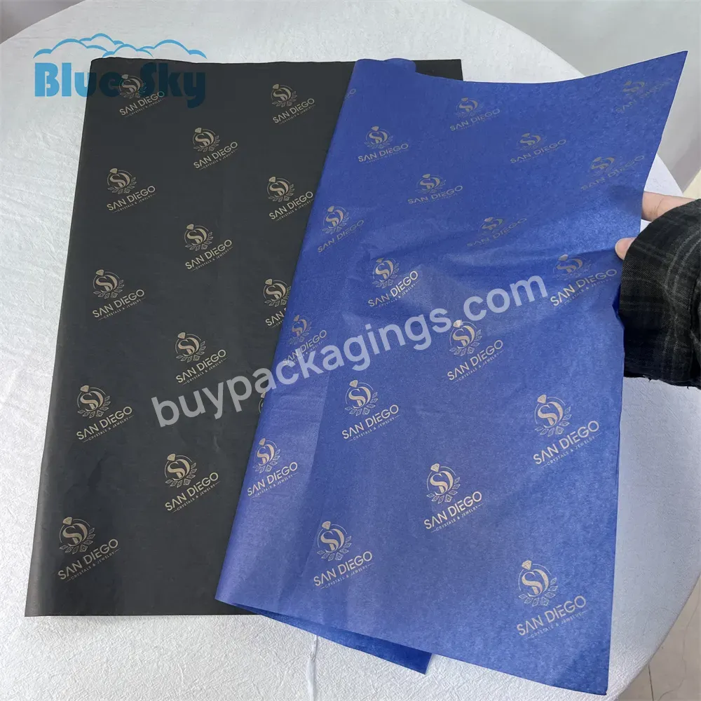 Custom Printing Logo Blue And Black 17g Wrapping Paper With Logo