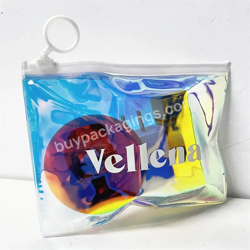 Custom Printing Logo Strong Thick Holographic Jewelry Packaging Zip Lock Bag Pvc Cosmet Bag - Buy Package Bags Custom Logo,Zip Lock Packaging Bag,Holographic Plastic Bags.