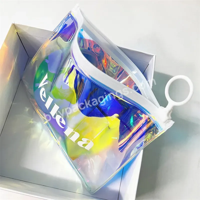 Custom Printing Logo Strong Thick Holographic Jewelry Packaging Zip Lock Bag Pvc Cosmet Bag - Buy Package Bags Custom Logo,Zip Lock Packaging Bag,Holographic Plastic Bags.