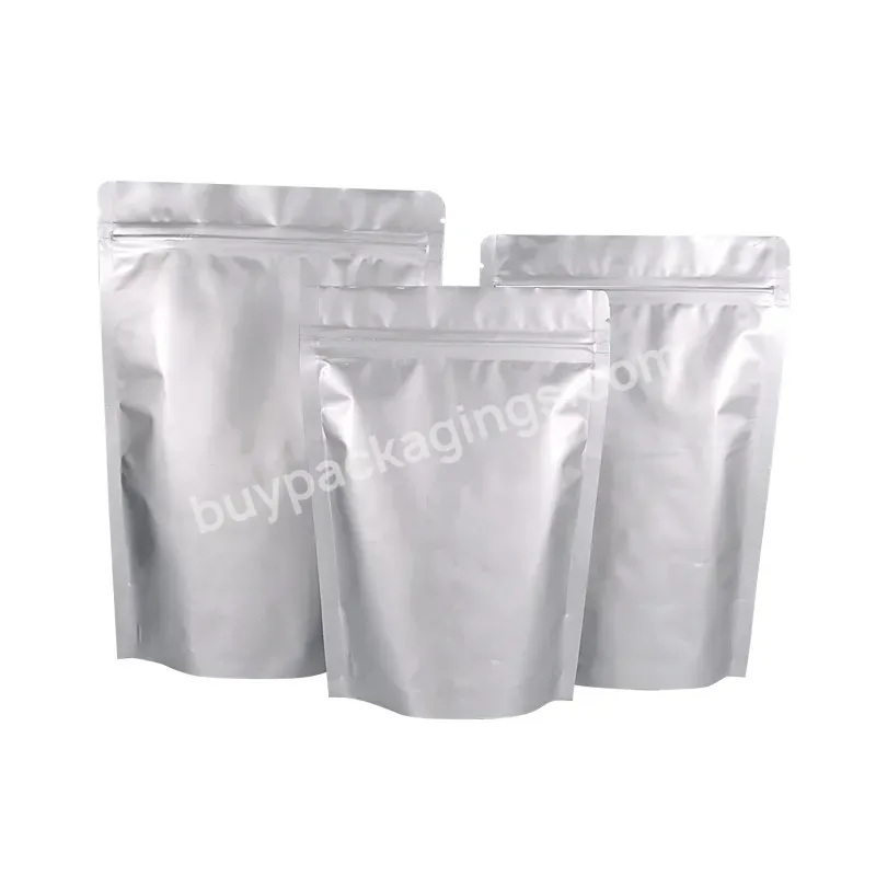 Custom Printing Matt Lightweight Food Packaging Bag Aluminum Foil Stand Up Pouch - Buy Thickened Food Grade Can Be Used To Package Snacks,Silver Aluminum Foil Stand Up Ziplock Bag,Aluminum Foil Packaging Bags For Food.