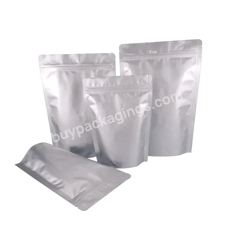 Custom Printing Matt Lightweight Food Packaging Bag Aluminum Foil Stand Up Pouch - Buy Thickened Food Grade Can Be Used To Package Snacks,Silver Aluminum Foil Stand Up Ziplock Bag,Aluminum Foil Packaging Bags For Food.