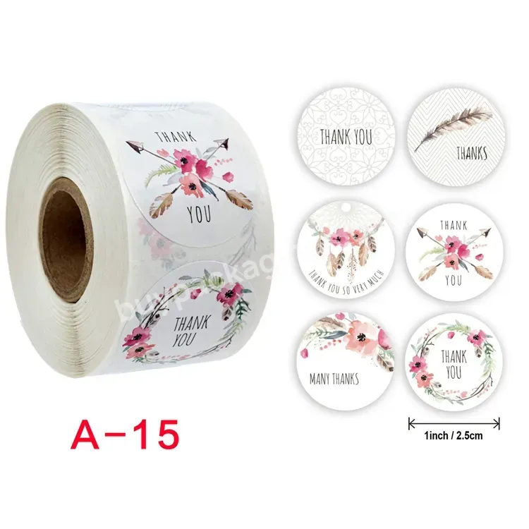 Custom Printing Roll Label Sticker Hot Style Rolls Of Flowers Thank You Stickers For Birthday Party Wedding Decoration - Buy Thank You Stickers Seal Labels Handmade Custom Sticker Scrapbooking For Gift Decoration Stationery Sticker,Wholesale Custom K