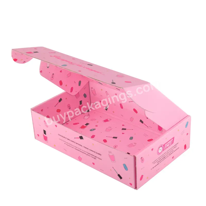 Custom Printing Small Pink Shipping Mailer Corrugated Packaging Box For Cosmetic Nail Polish Oil - Buy Pink Mailer Box,Pink Shipping Box,Corrugated Mailer Box.