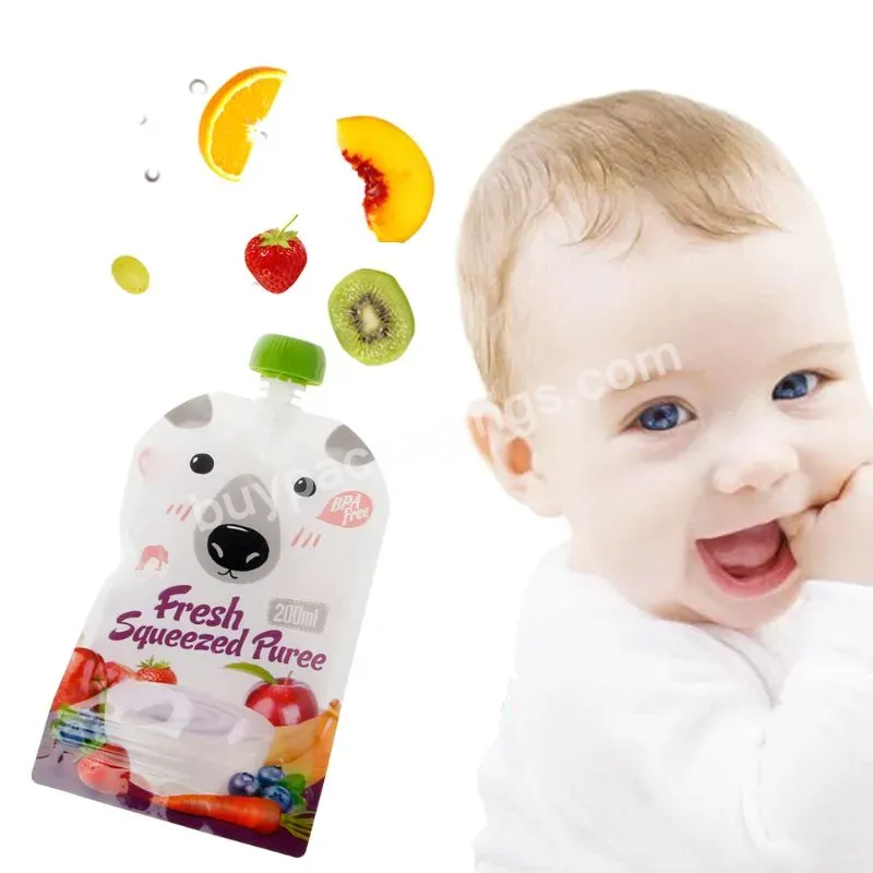 Custom Private Baby Food Pouch Of Eco-friendly Reusable Squeeze Food Storage Sealed Complementary Food Pouch Puree Pulp Bag - Buy Food Grade Baby Complementary Food Pouch Reusable Feeding Food Squeeze Spout Pouch Bag,Ecofriendly Reusable Baby Food Pa