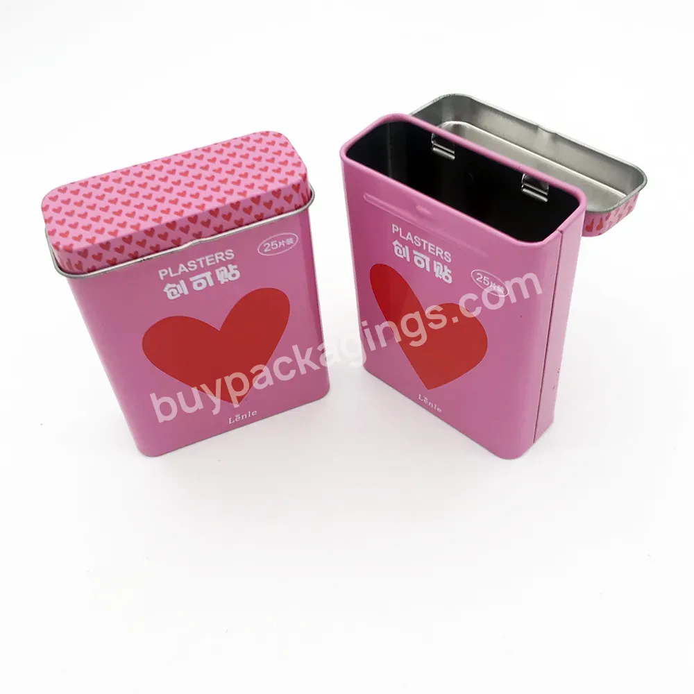 Custom Rectangle Hinged Lid Band Aid Tin Box - Buy Band Aid Tin Box,Metal Boxes With Hinged Lids,Cute Small Metal Tin Boxes.