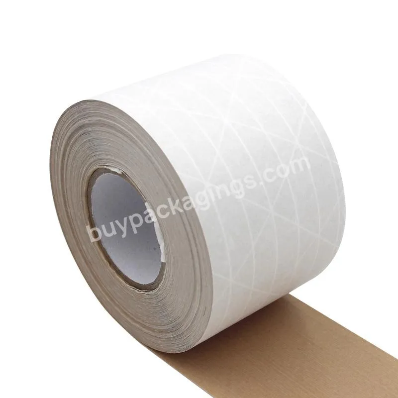 Custom Reinforced Gummed Eco Friendly Shipping Packaging Tape Water Activated Fiberglass Filament Kraft Biodegradable Paper Tape
