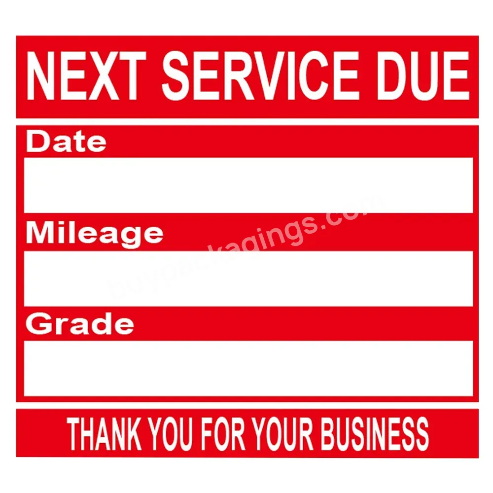 Custom Removable Oil Change Service Reminder Stickers Auto Maintenance Reminding Adhesive Red Label Wholesale Waterproof - Buy Removable Oil Change Service Reminder Stickers,Auto Maintenance Label.
