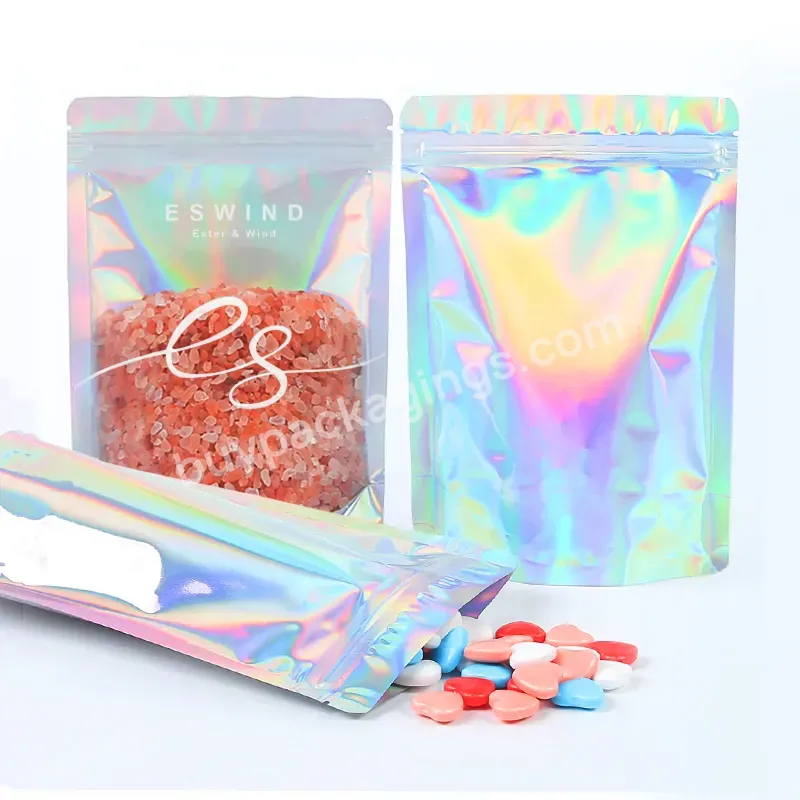 Custom Resealable Plastic Zip Zipper Stand Up Pouch Smell Proof Holographic Ziplock Mylar With Logo Bags Custom Printed - Buy Mylar Bags Custom Printed,Custom Resealable 3.5 1/8 Oz 4x6 Inches Plastic Zip Stand Up Pouch Doy Pack Smell Proof Holographi