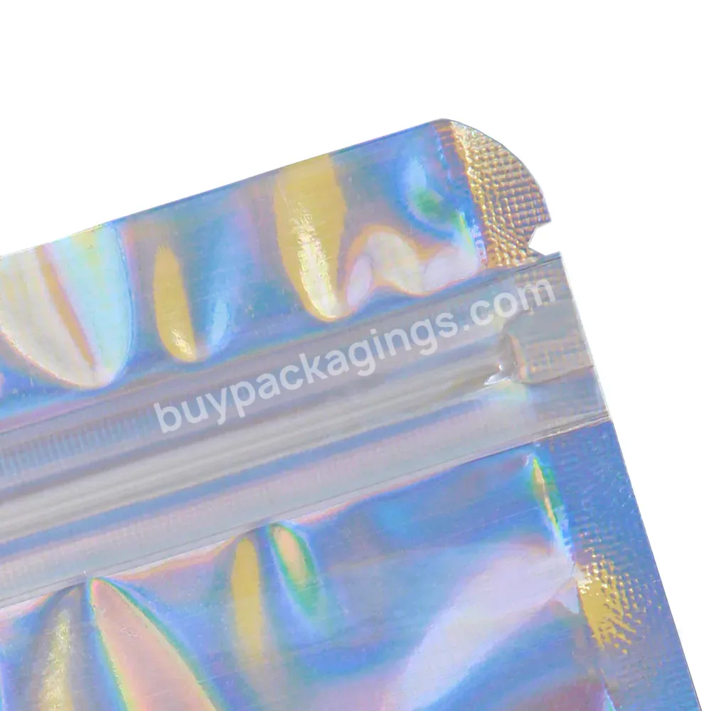 Custom Resealable Transparent Window Holographic Resealable Ziplock Mylar Bags Packaging Stand Up Pouch - Buy Holographic Ziplock Bags,Holographic Mylar Bags,Holographic Bags Packaging.