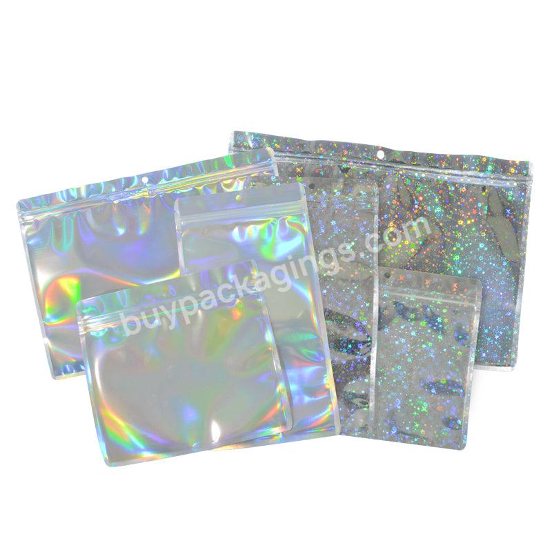 Custom Resealable Transparent Ziplock Cosmetic Holographic Packaging Pouch Makeup Zipper Bag - Buy Cosmetic Holographic Packaging Pouch,Makeup Zipper Bag,Transparent Ziplock Bag.