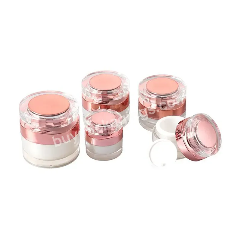Custom Rose Gold Acrylic Packaging Jars For Cream Wholesale High End Plastic Cosmet Sunscreen Cream Packing Container - Buy Large Pet Jars Wholesale,Mini Facial Cream Packaging,Plastic Eye Cream Empty Jars With Liner.