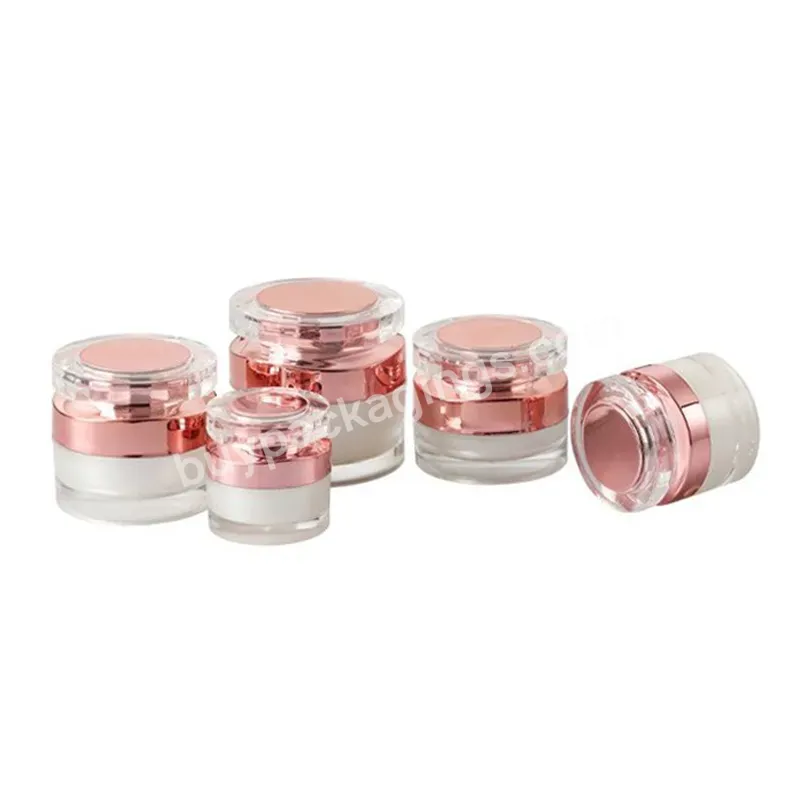 Custom Rose Gold Acrylic Packaging Jars For Cream Wholesale High End Plastic Cosmet Sunscreen Cream Packing Container - Buy Large Pet Jars Wholesale,Mini Facial Cream Packaging,Plastic Eye Cream Empty Jars With Liner.