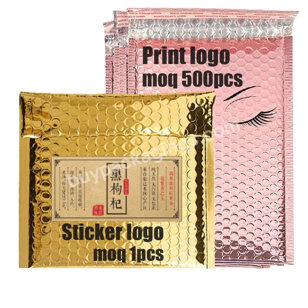 Custom Rose Gold Packaging Shipping Printed Packing  Envelope Biodegradable  Bubble  Mailer Bags With Logo