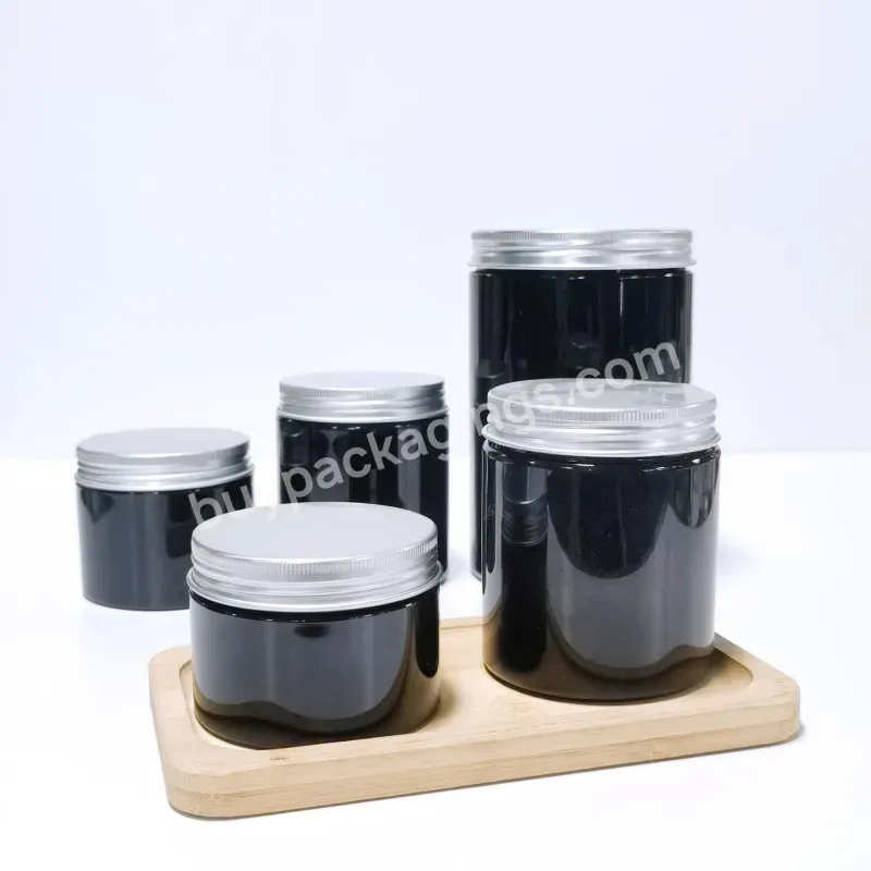 Custom Round Black Plastic Jars With Lids Pet Container For Food Protein Powder Travel Plastic Pet Bottle Storage Jars - Buy Powder Bottles,Plastic Storage Jars,Round Black Plastic Jars.