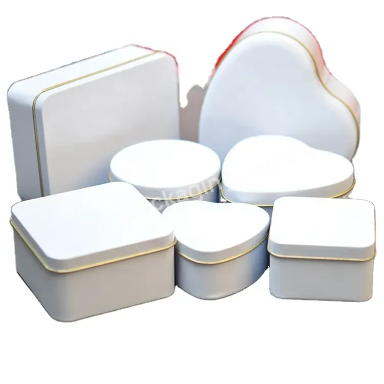 Custom Round Cylinder Square Heart Shape Candy Cookie White Metal Packaging Tin Box Wholesale - Buy Mailbox Shaped Tin Box,Silver Metal Tin Box,White Tin Box.
