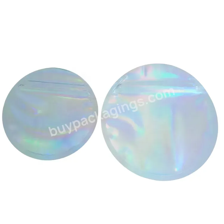 Custom Shape Die Cut Smell Proof Zip Lock Bags Round Circle Irregular Unique Pouch 3.5g 7g Special Shaped Holographic Mylar Bags - Buy 3.5g 7g Custom Shaped Bags,Round Circle Holographic Mylar Bags,Die Cut Smell Proof Bags.