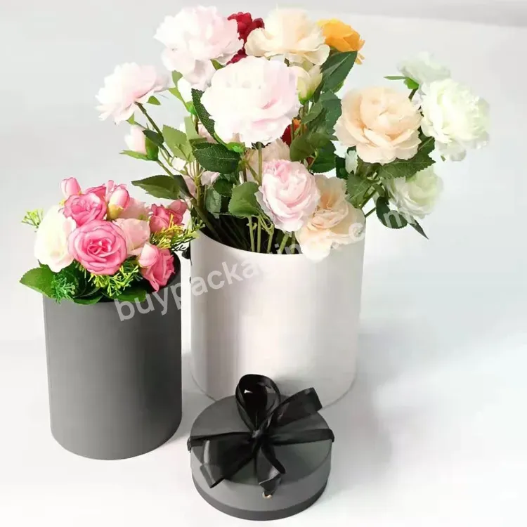Custom Size Bow Ribbon Cardboard Heaven And Earth Cover Thickened Flowers Packaging Paper Box - Buy Cardboard Flower Packaging Box,Corrugated Cylinder Box,Cylindrical Heaven And Earth Box.