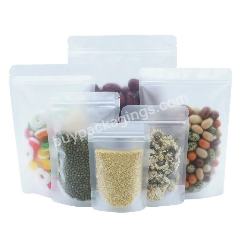 Custom Sizes Transparent Self-supporting Bag Is Used To Pack Food Such As Nuts And Candy - Buy Hot Selling Storage Pe Frosted Transparent,Clear Custom Print Stand Up Pouch,Eco Friendly Reusable Plastic Bags.