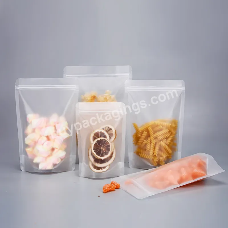 Custom Sizes Transparent Self-supporting Bag Is Used To Pack Food Such As Nuts And Candy - Buy Hot Selling Storage Pe Frosted Transparent,Clear Custom Print Stand Up Pouch,Eco Friendly Reusable Plastic Bags.