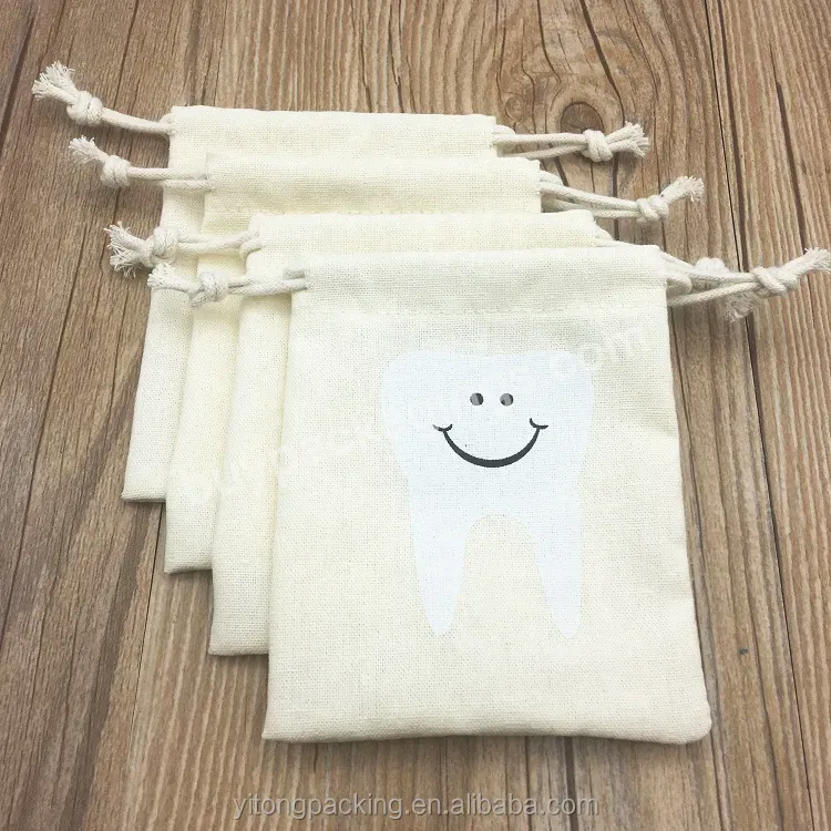 Custom Small Cotton Linen Dental Drawstring Bags
