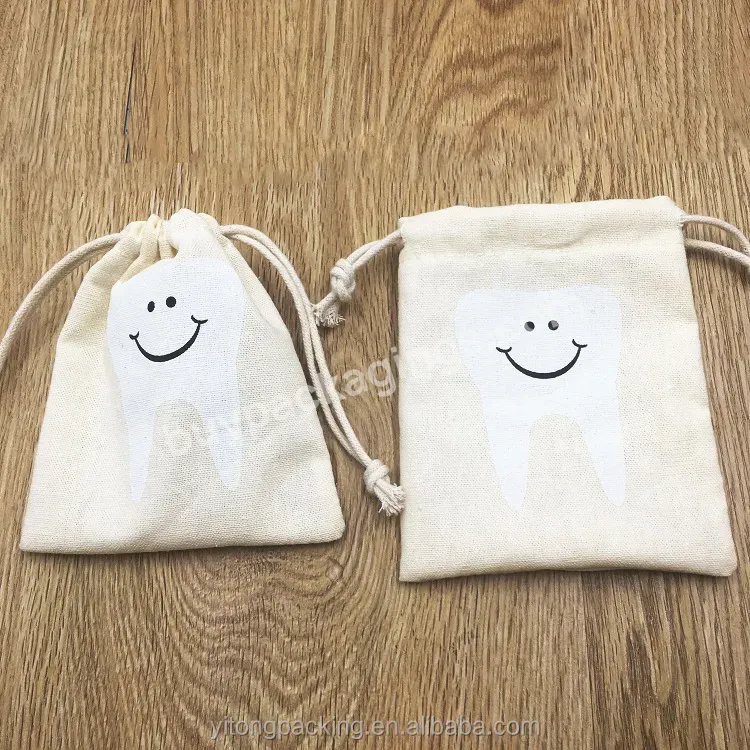 Custom Small Cotton Linen Dental Drawstring Bags