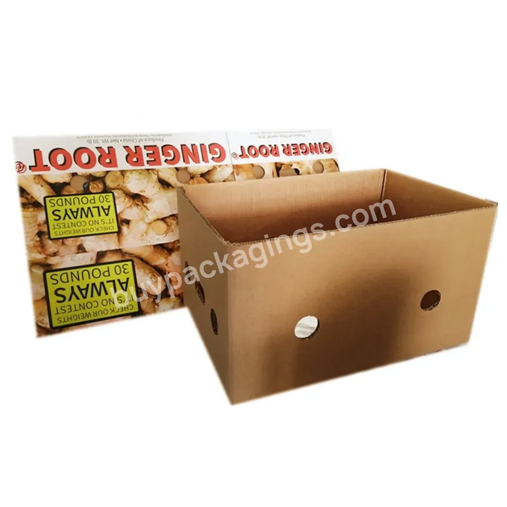 Custom Soybean Ink Color Printing Recyclable Corrugated Cardboard Fruit Vegetable Packing Fresh Ginger Box - Buy Fresh Ginger Box,Ginger Box,Karton Box Packing Ginger.