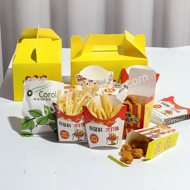 Custom Takeaway Food Takeout Paper Shawarma Fries Box Disposable Take Away Food Packaging Lunch Boxes