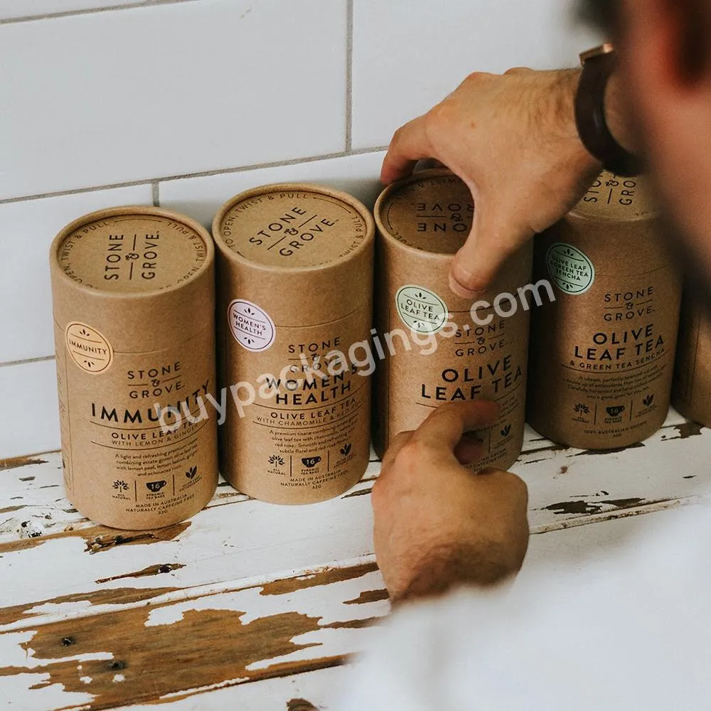 Custom Tea Coffee Cylinder Kraft Packaging Box Paper Tube Printed Cardboard Tube