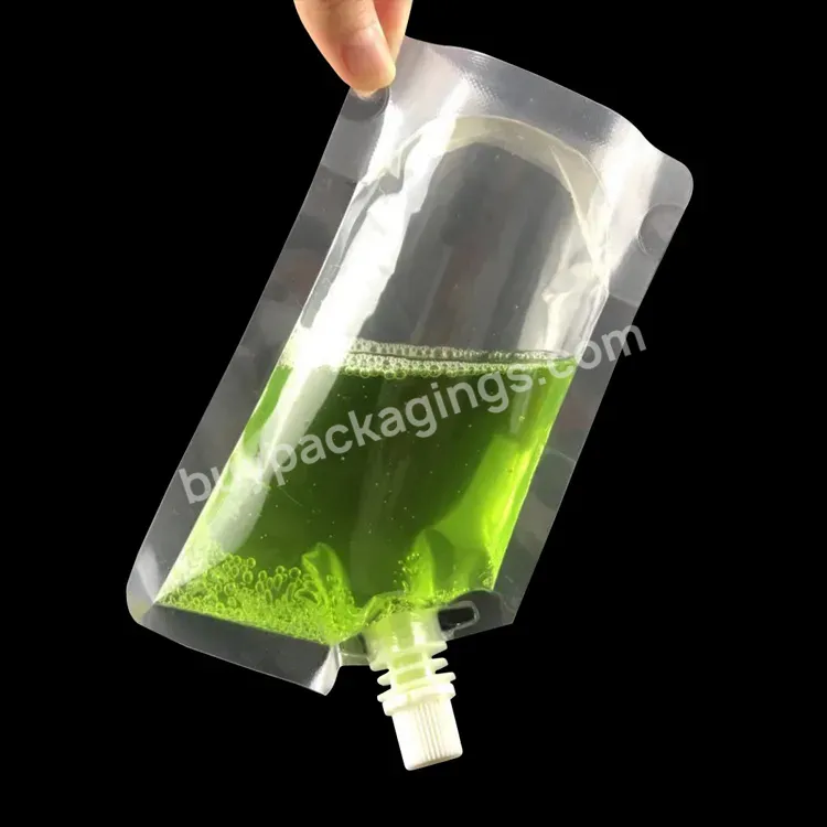Custom Transparent Beverage Plastic Vertical Bag Printed Vertical Bag With Suction Nozzle/spiral Top Plastic Bag