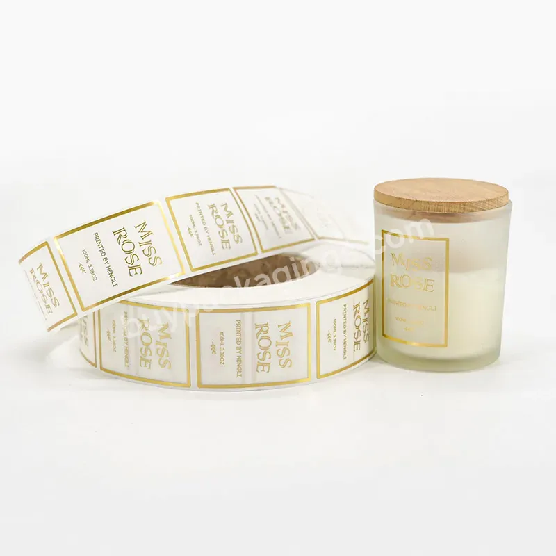 Custom Waterproof Adhesive Vinyl Soy Label Candles Luxury Logo Gold Foil Packaging Warning Stickers Printing Roll For Candle Jar