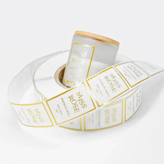 Custom Waterproof Adhesive Vinyl Soy Label Candles Luxury Logo Gold Foil Packaging Warning Stickers Printing Roll For Candle Jar - Buy Sticker Printing For Candles,Candle Jar For Labels,Luxury Candle Sticker.