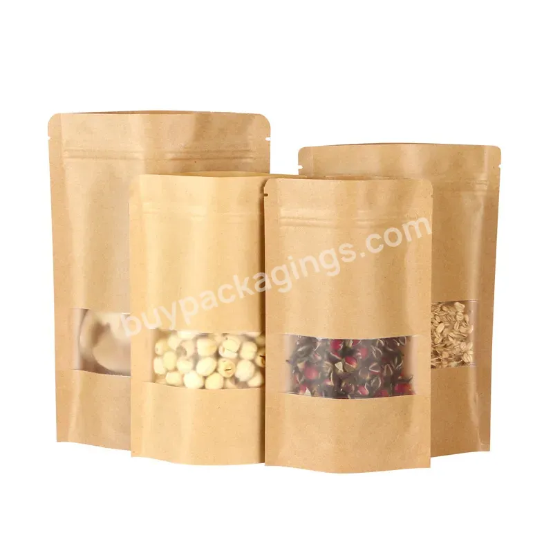 Custom Waterproof Printing Simple Zipper Kraft Paper Stand Up Food Snack Resealable Pouch Package Bag Manufacturers - Buy Free Samples Standing Up Pouches Brown Kraft Paper Bag With Window,Wholesale Custom Printed Clear Window Compostable Stand Up Un