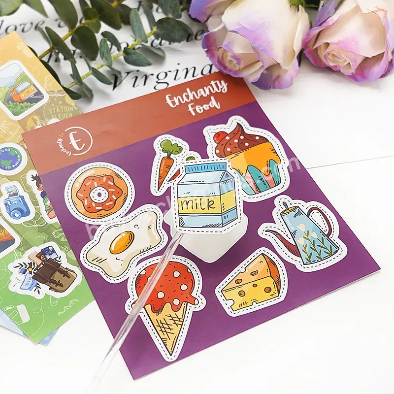 Custom Waterproof Vinyl Logo Colorful Kiss Cut Adhesive A4 A5 A6 Sticker Sheet Daily Planner Sticker Any Shape Size